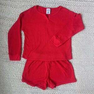 Art Class Red Ribbed Girl's Pajama Set Size Small